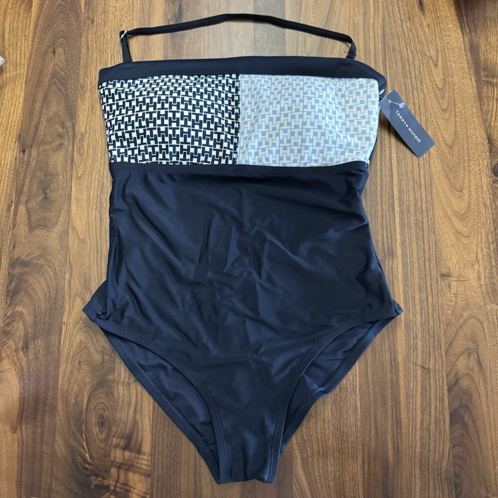 Tommy Hilfiger NWT Sky Captain Bandeau One Piece Swim Size M - Picture 4 of 8